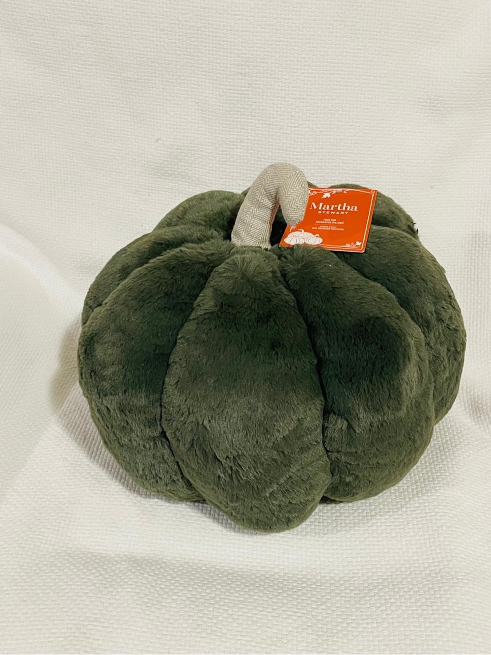 Martha Stewart Olive Green Velvet Pumpkin Pillow